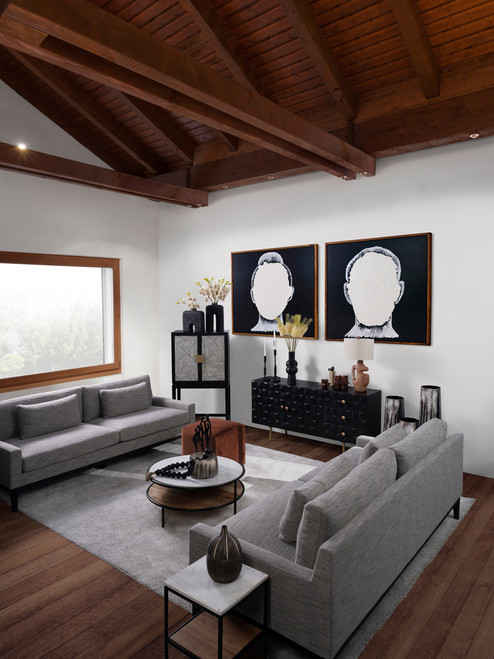 17761-01#Metal,15"h, Mid Ellipsoid  Vase,black