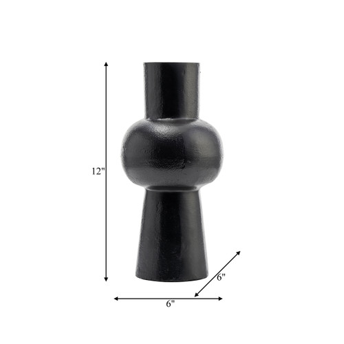 17761-02#Metal,12"h, Mid Ellipsoid Vase,black