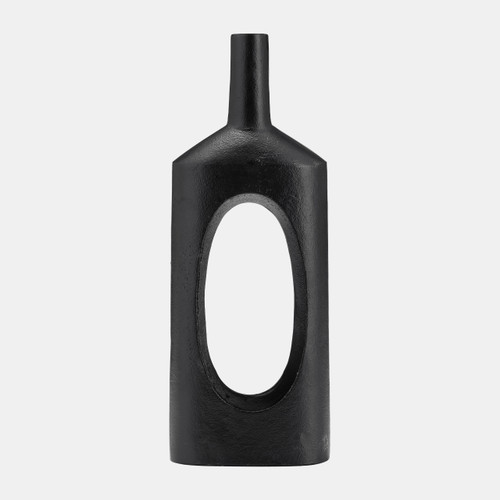 17763-01#Metal,16"h,tall Modern Open Cut Out Vase,black