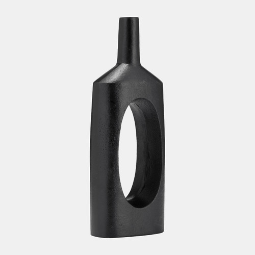 17763-01#Metal,16"h,tall Modern Open Cut Out Vase,black