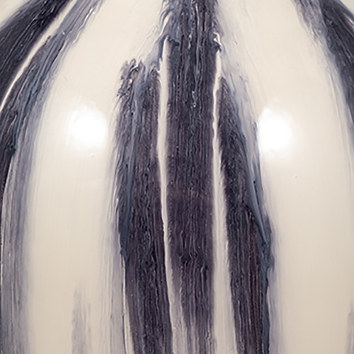17848-01#Glass, 17" Striped Vase, Black/white