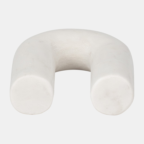 17597-01#Marble, 6" Rounded Horseshoe Table Top Deco, White