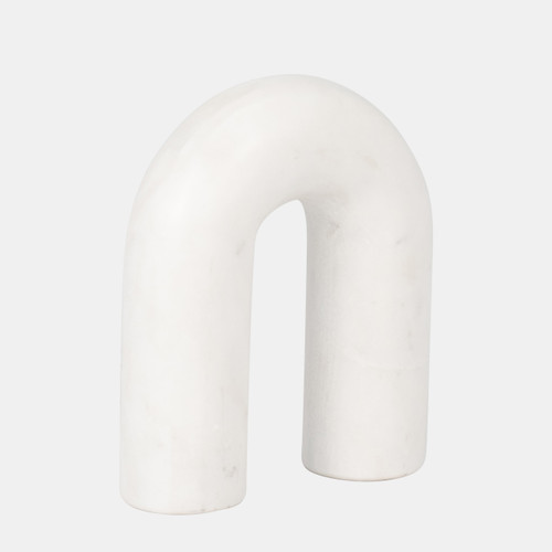 17597-01#Marble, 6" Rounded Horseshoe Table Top Deco, White