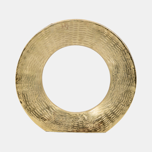 17733-04#Metal,11"h,round Open Cut Out Vase,gold