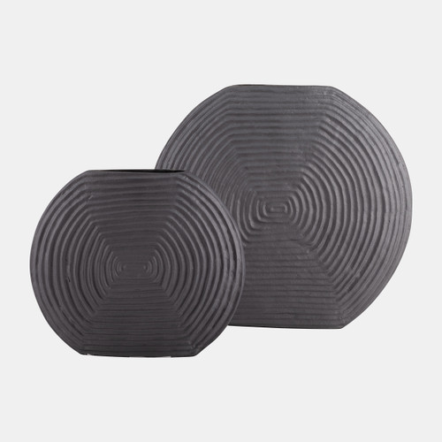 17734-02#Metal,10"h,swirl Pattern Vase,grey