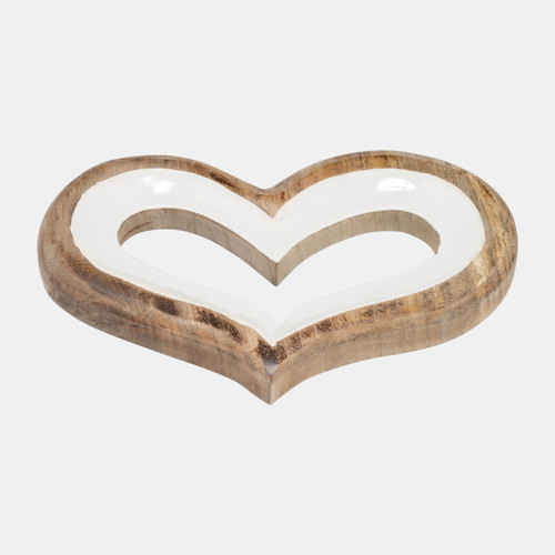 17672-02#Wood, 13" Heart Deco, White