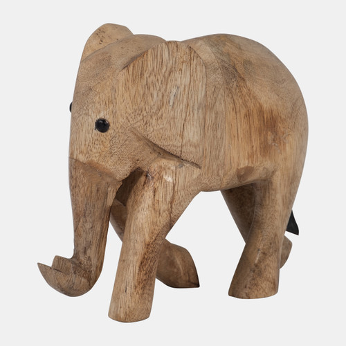 17674#Wood, 7"h Elephant Deco, Brown