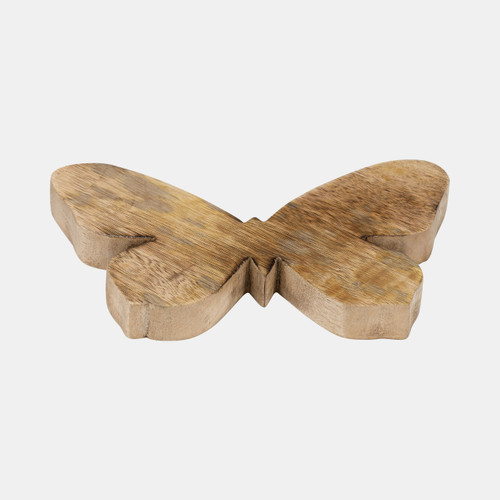 17681-01#Wood, 9" Butterfly Deco, Brown
