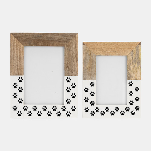 17803-01#Wood,5x7, Dog-paws Photo Frame,white