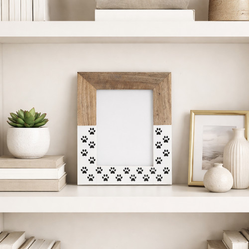 17803-01#Wood,5x7, Dog-paws Photo Frame,white