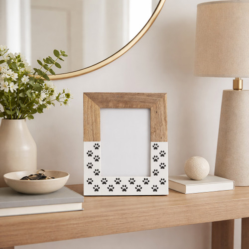 17803-01#Wood,5x7, Dog-paws Photo Frame,white