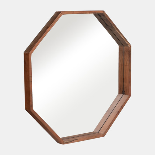 17805#Wood,30x30, Octagon Shaped Mirror,cherry