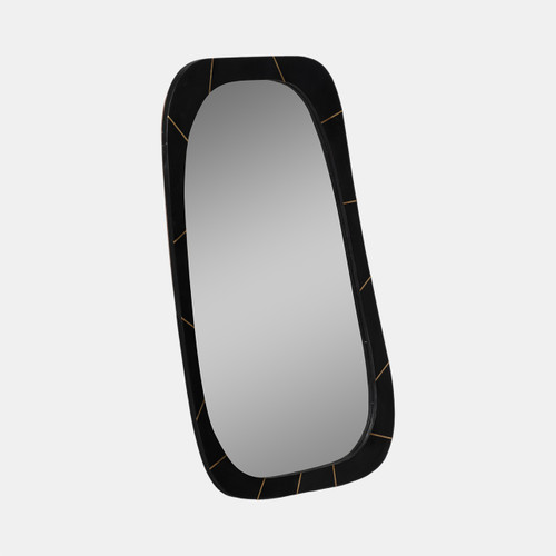 17810#Resin,36x21,brass Inlay Mirror,black