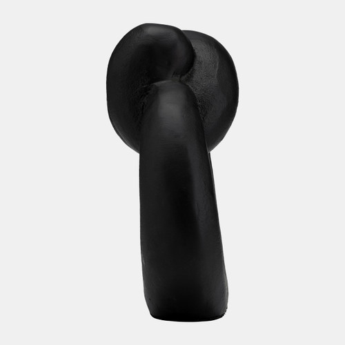 17827-01#Metal,11"h,broad Knot Ring Sculpture,black