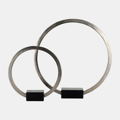 17829-01#Metal,19",standing Ring W/base ,nickel/black