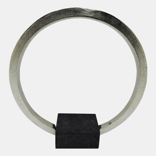 17829-02#Metal,12",standing Ring W/base ,nickel/black