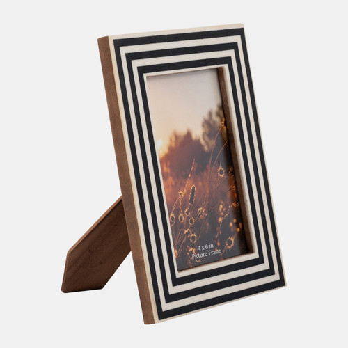 17839-01#Resin,4x6 Dimensional Lines Photo Frame,blk/white