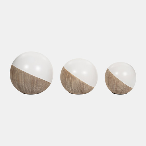 17890-01#Cer, S/3 4/5/6", 2-tone Orbs, Cream/white