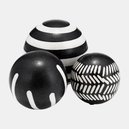 17909#Cer, S/3 4/5/6", Tribal Orbs, Blk/ivory