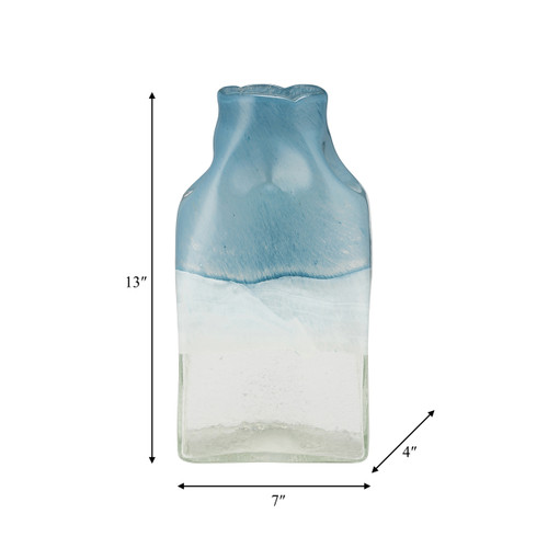 14710-03#Glass 13" Bottle Vase, Delft