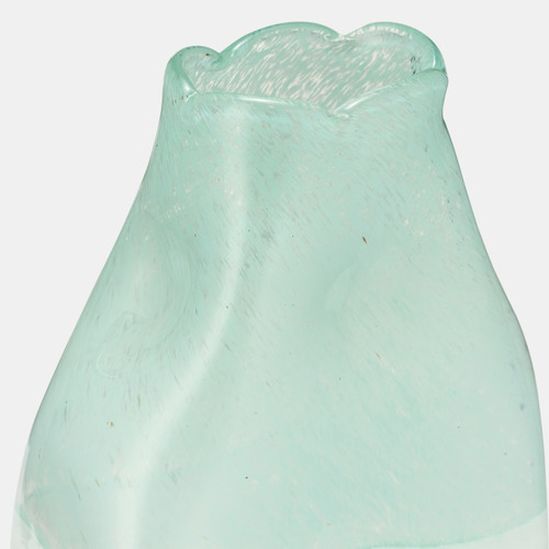 14710-05#Glass 13" Bottle Vase, Aqua Haze