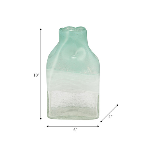 14710-06#Glass 10" Bottle Vase, Aqua Haze