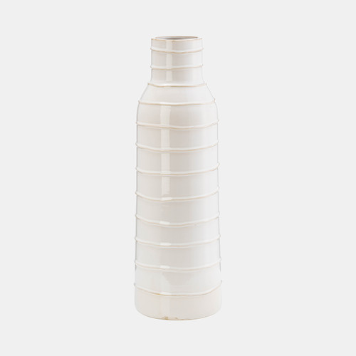 17918-02#Cer, 17"h Tribal Vase, Ivory
