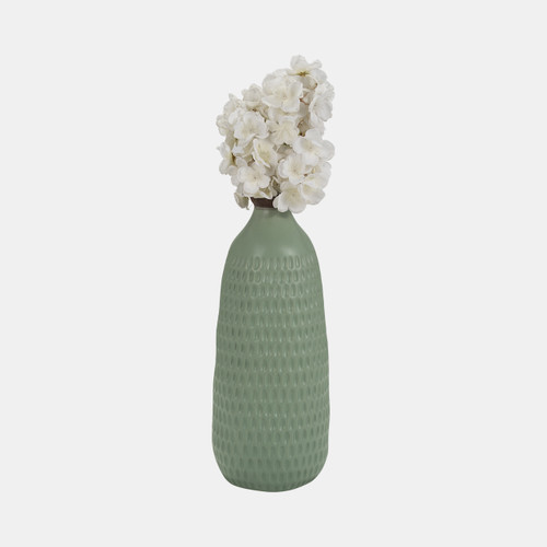 13922-38#Cer, 16"h Dimpled Vase, Green