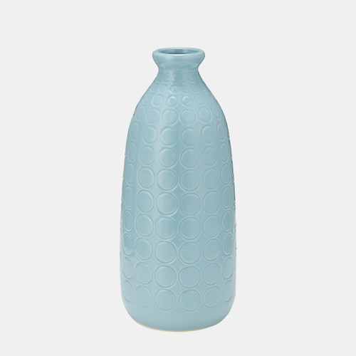 17931-02#Cer, 12" Circles Vase, Aqua Haze