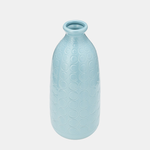 17931-02#Cer, 12" Circles Vase, Aqua Haze