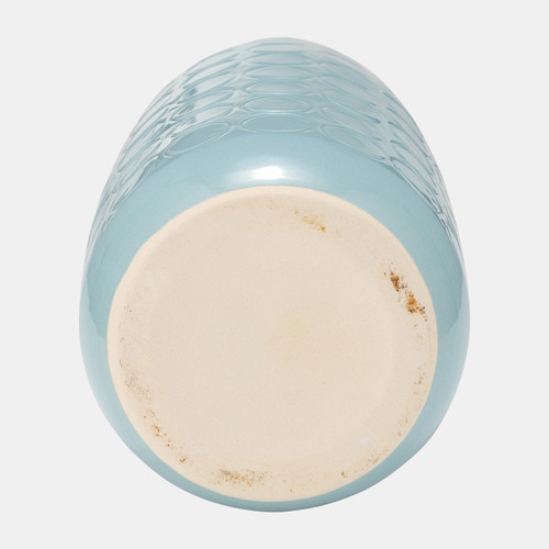 17931-02#Cer, 12" Circles Vase, Aqua Haze