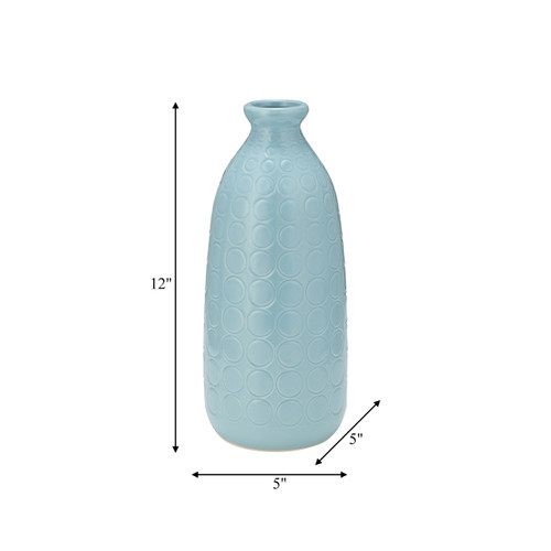 17931-02#Cer, 12" Circles Vase, Aqua Haze