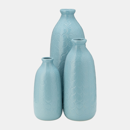 17931-03#Cer, 16" Circles Vase, Aqua Haze