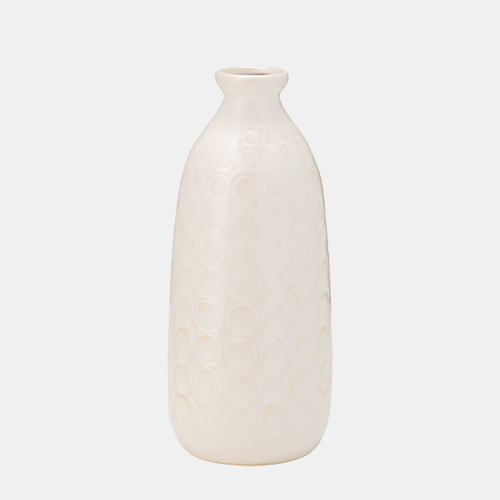 17931-05#Cer, 12" Circles Vase, Beige