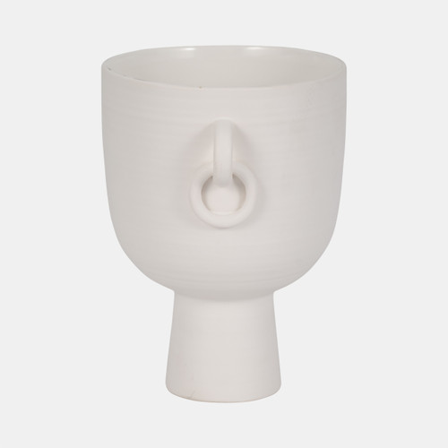 17928-01#Cer, 10"h Vase With Handles, White