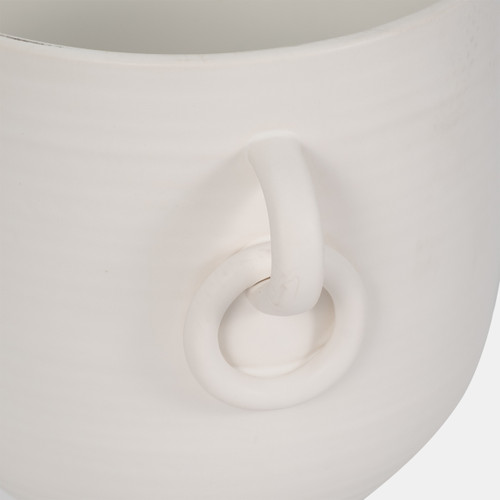 17928-01#Cer, 10"h Vase With Handles, White