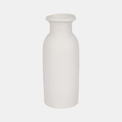 17929-02#Cer, 16"h Tall Slim Vase, White