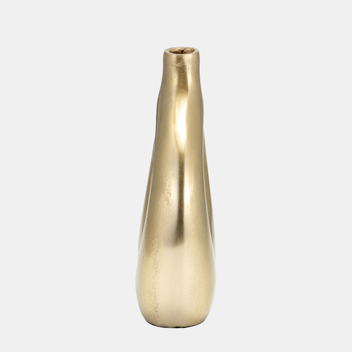 17945#Metal 10" Open Cut Vase, Gold