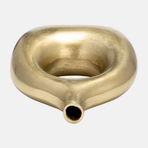 17945#Metal 10" Open Cut Vase, Gold