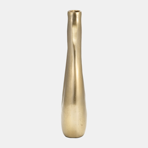 17946#Metal 14" Open Cut Vase, Gold