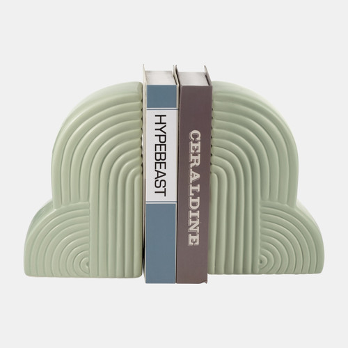 17951-02#Cer, S/2 13x10" Arches Bookends, Cucumber