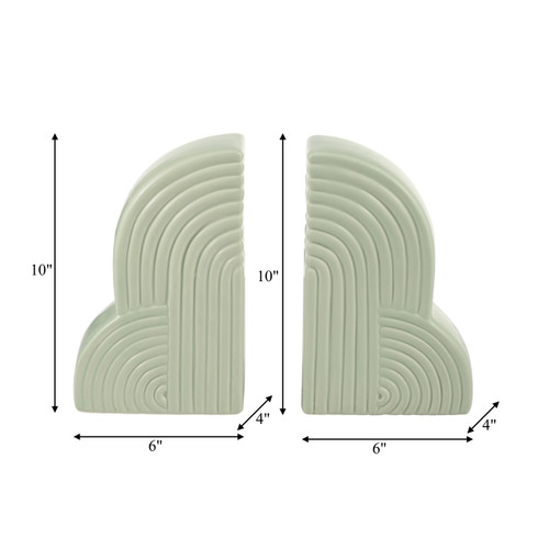 17951-02#Cer, S/2 13x10" Arches Bookends, Cucumber