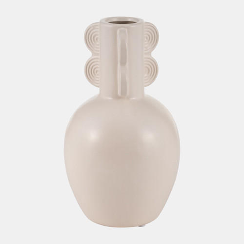 17960-01#Cer, 9"h Eared Vase, Cotton