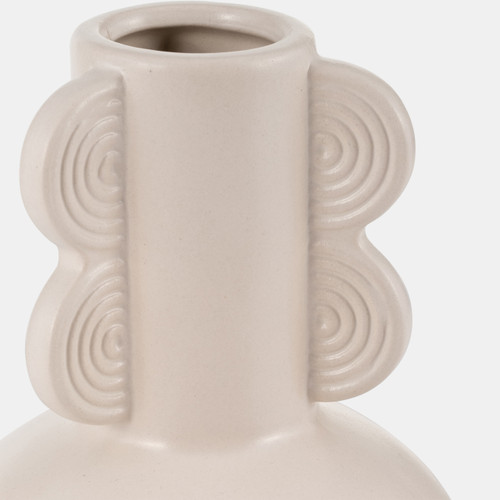17960-01#Cer, 9"h Eared Vase, Cotton