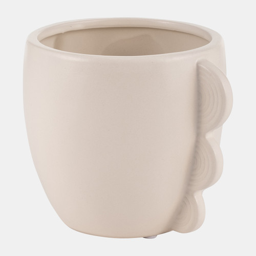 17961-01#Cer, 5"h Eared Planter, Cotton