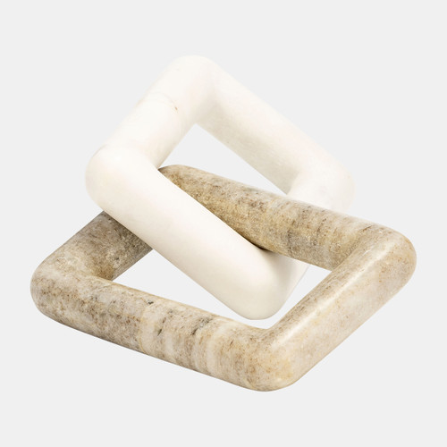 17969#Marble, 10" 2 Square Links, White/onyx