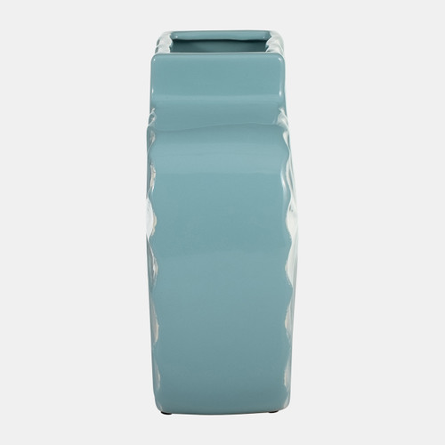 15060-03#Cer, 8"h Textured Vase, Aqua