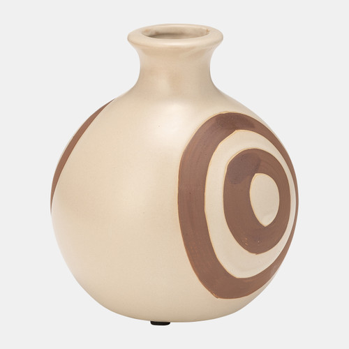 16986-01#Cer, 7"h Abstract Vase, Irish Cream