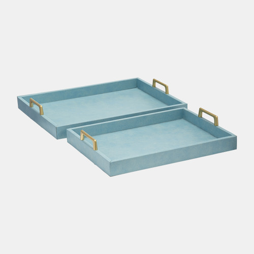 17975-02#S/2 16/18"l Faux Snakeskin Trays, Aqua