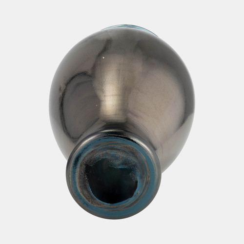 17977-01#Glass, 12"h Olpe Vase, Teal